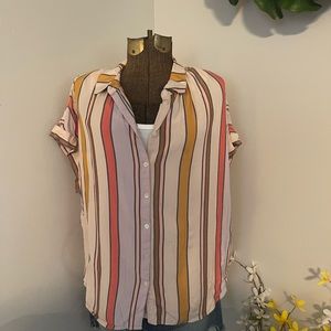 Madewell Button Down Multi Strip Top.